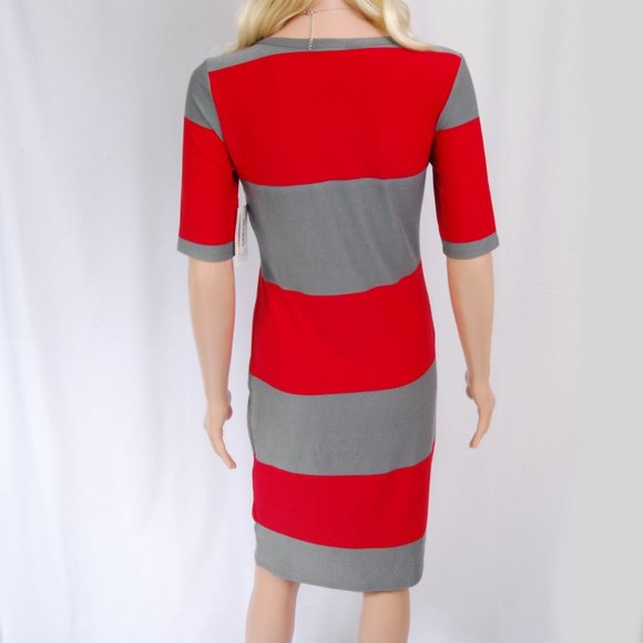 LuLaRoe - Julia Dress Dark Pink & Gray Color Block - Picture 3 of 11